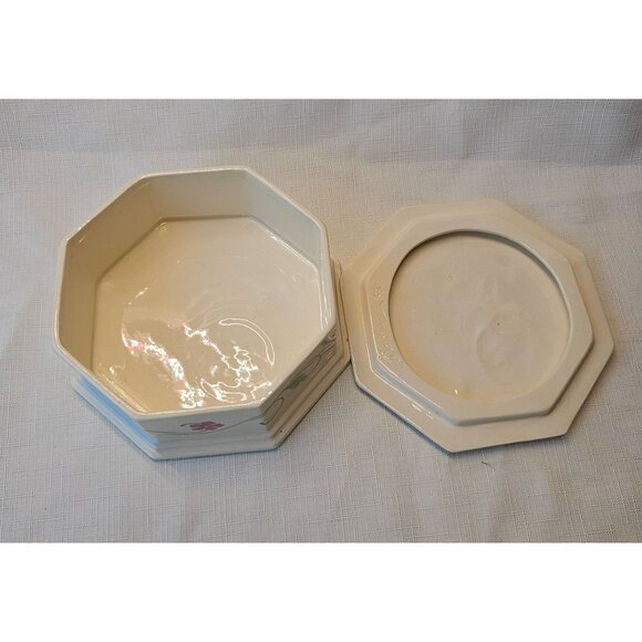 Ceramic Glazed Butterfly Octagon Ring/Jewelry Box/Trinket Box/Stash Box Artist S - Picture 5 of 11